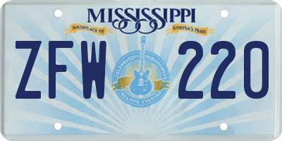 MS license plate ZFW220