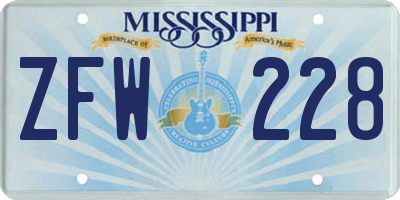 MS license plate ZFW228