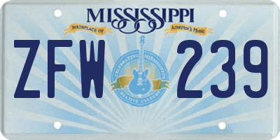 MS license plate ZFW239
