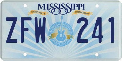 MS license plate ZFW241