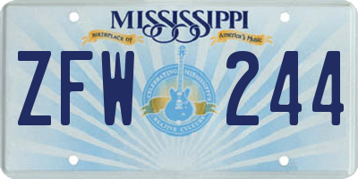 MS license plate ZFW244