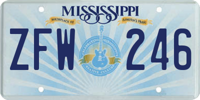 MS license plate ZFW246