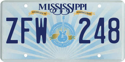 MS license plate ZFW248