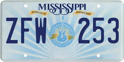MS license plate ZFW253