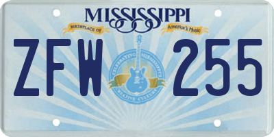 MS license plate ZFW255