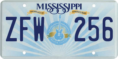 MS license plate ZFW256