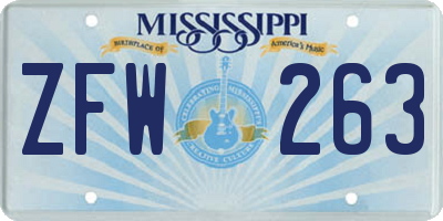 MS license plate ZFW263
