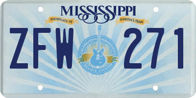 MS license plate ZFW271