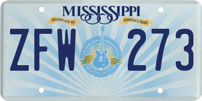 MS license plate ZFW273