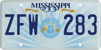 MS license plate ZFW283