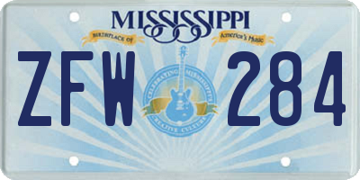 MS license plate ZFW284