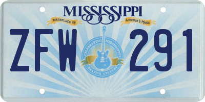 MS license plate ZFW291