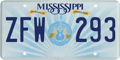 MS license plate ZFW293