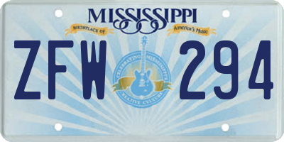 MS license plate ZFW294