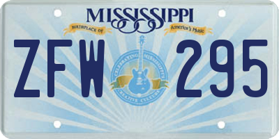 MS license plate ZFW295