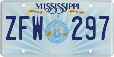 MS license plate ZFW297
