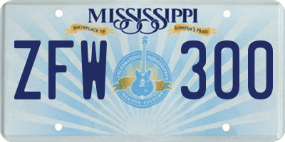 MS license plate ZFW300