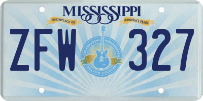 MS license plate ZFW327