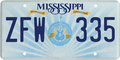 MS license plate ZFW335