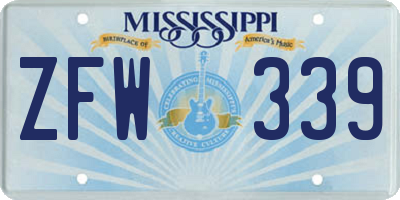 MS license plate ZFW339