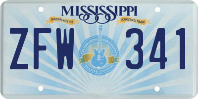 MS license plate ZFW341