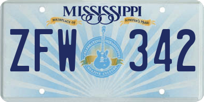 MS license plate ZFW342