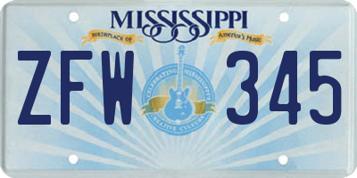 MS license plate ZFW345
