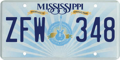 MS license plate ZFW348
