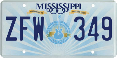 MS license plate ZFW349