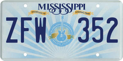 MS license plate ZFW352