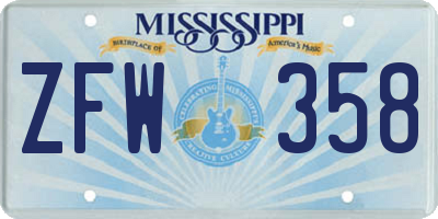 MS license plate ZFW358