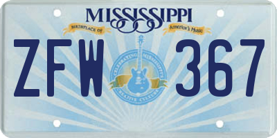 MS license plate ZFW367