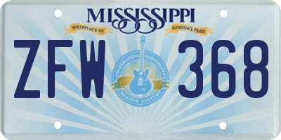 MS license plate ZFW368