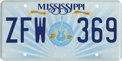 MS license plate ZFW369