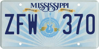 MS license plate ZFW370