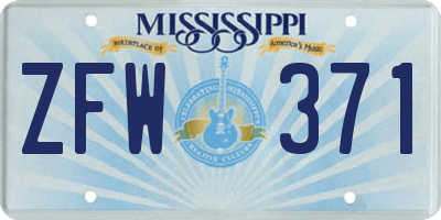 MS license plate ZFW371