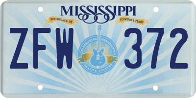 MS license plate ZFW372