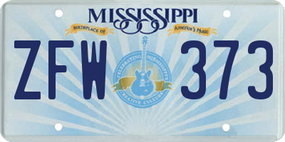 MS license plate ZFW373