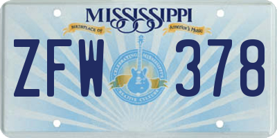 MS license plate ZFW378