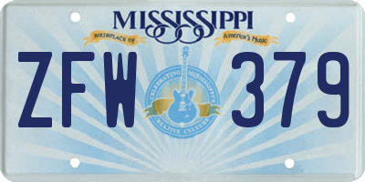 MS license plate ZFW379