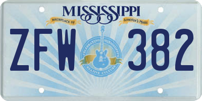 MS license plate ZFW382