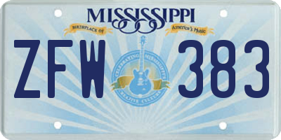 MS license plate ZFW383