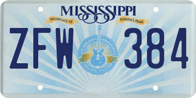 MS license plate ZFW384