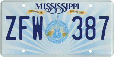 MS license plate ZFW387