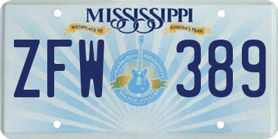 MS license plate ZFW389