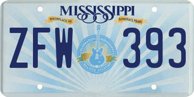 MS license plate ZFW393