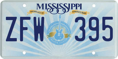 MS license plate ZFW395