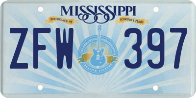 MS license plate ZFW397