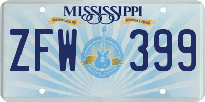 MS license plate ZFW399
