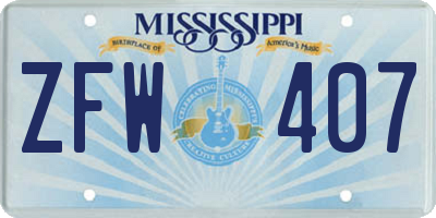 MS license plate ZFW407